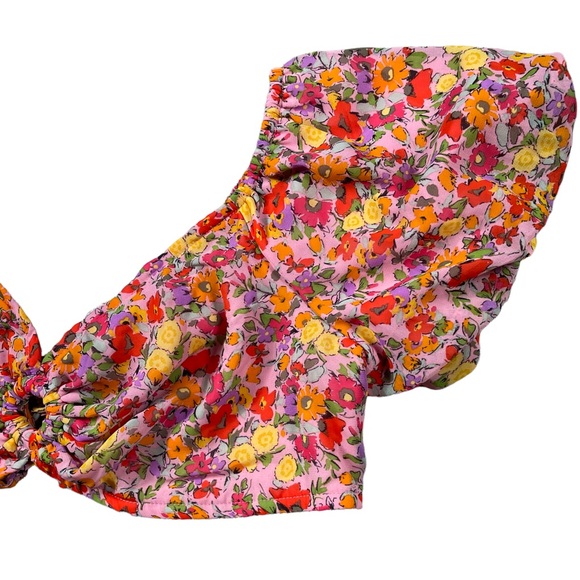 Wild Fable size Xxl Colorful Floral Puff Sleeve Sweetheart Neck Tiny Top NWT - Picture 5 of 11